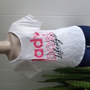 Next Level Apparel White Tee with Black Script Graphic